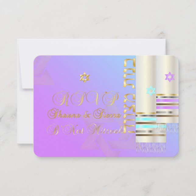 PixDezines RSVP Pastel Tallits B'not Mitzvah (Front)