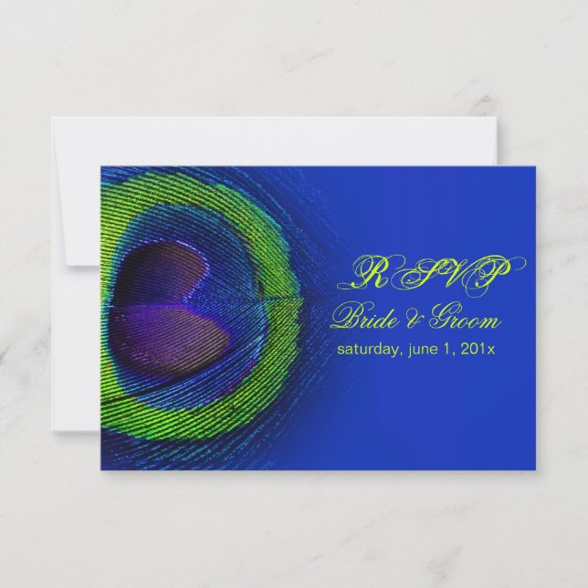 PixDezines rsvp peacock eye/cobalt/diy Card (Front)