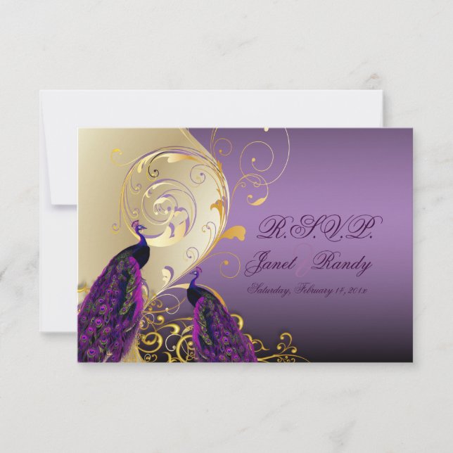 PixDezines rsvp Peacock, Filigree+swirls/DIY text Card (Front)