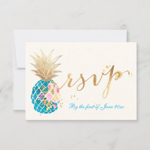 PixDezines rsvp Pineapples/Gold Brush Strokes