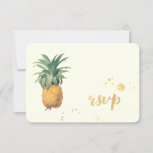 PixDezines rsvp Pineapples/Gold Brush Strokes Card