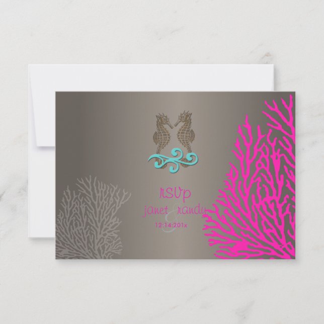PixDezines rsvp Pink Coral+Seahorse, beach party (Front)