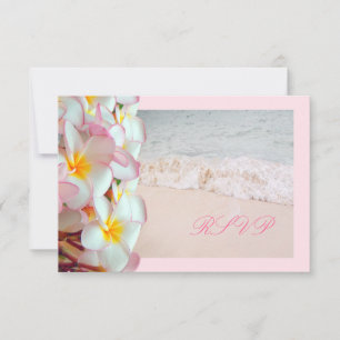 PixDezines RSVP PINK PLUMERIA/BEACH/DIY trim Card