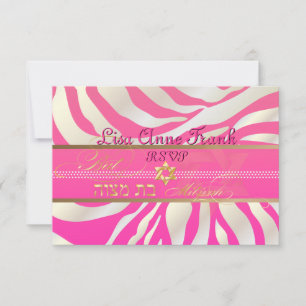 PixDezines rsvp Pink Zebra, Bat Mitzvah/DIY colour