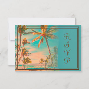 PixDezines rsvp Plage hawaiienne vintage/turquoise
