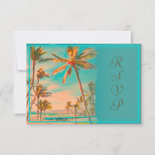 PixDezines rsvp Plage hawaiienne vintage/turquoise