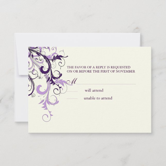 PixDezines RSVP PLUM SWIRLS/DIY BACKGROUND Card (Front)