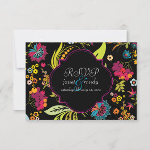 PixDezines rsvp rétro couleur florale/do-it-yourse