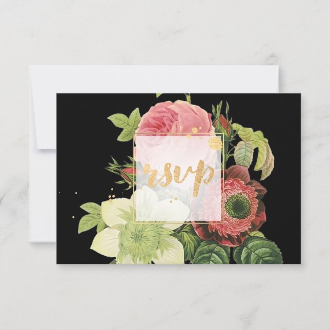 PixDezines RSVP Rose Garden/Gold/Faux Foil Card (Front)