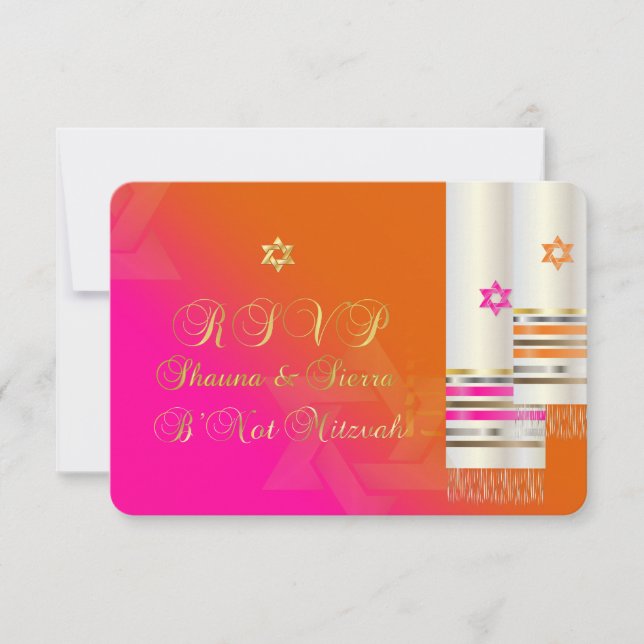 PixDezines RSVP rose/orange B'not mitzvah (Devant)