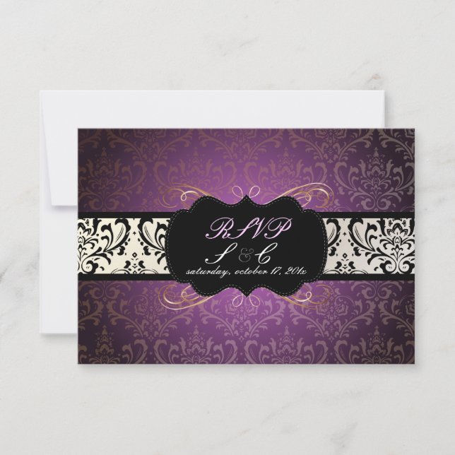 PixDezines rsvp Rossi Damask, Champagne+Plum (Front)