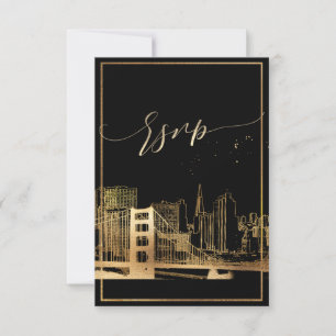 PixDezines RSVP San Francisco Skyline/Faux Gold Card