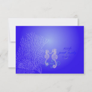 PixDezines rsvp Seahorse, bleu cobalt, beach party
