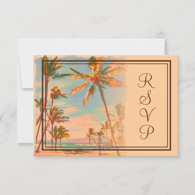 PixDezines rsvp Vintage Beach Scence/Aloha/Luau Card (Front)