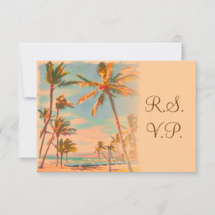 PixDezines rsvp Vintage Beach Scence/Aloha/Luau Card