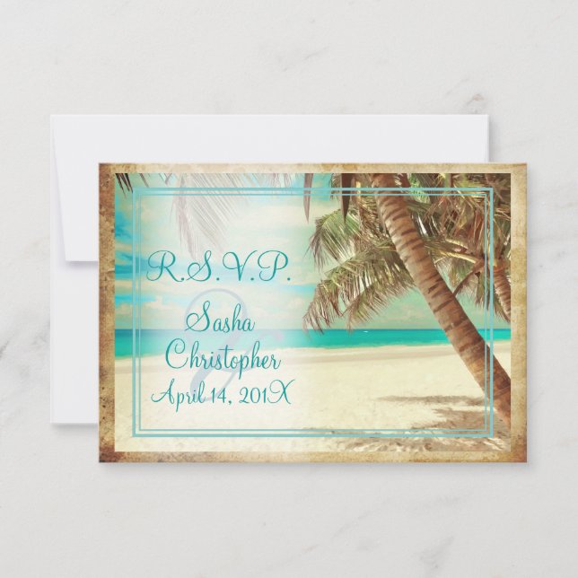 PixDezines rsvp vintage beach, tropical paradise (Front)