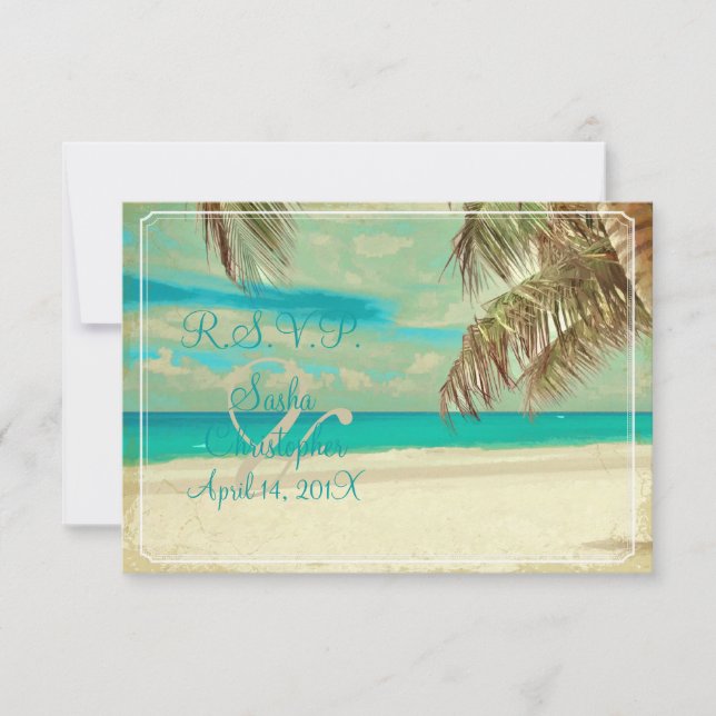 PixDezines rsvp vintage beach, tropical paradise (Front)