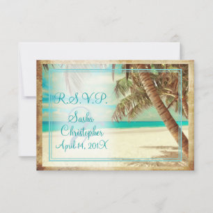 PixDezines rsvp vintage beach, tropical paradise Card