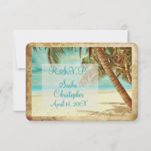 PixDezines rsvp vintage beach, tropical paradise Card