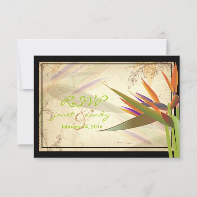 PixDezines RSVP VINTAGE BIRD OF PARADISE Card (Front)