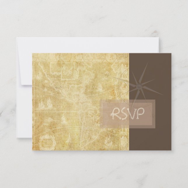 PixDezines rsvp Vintage Nautical Map+compass Card (Front)