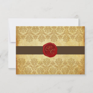 PixDezines rsvp Vintage+Pique Lace Damask+Wax Seal Card