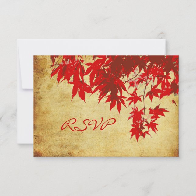 PixDezines rsvp Vintage Red Maple Leaves/fall Card (Front)