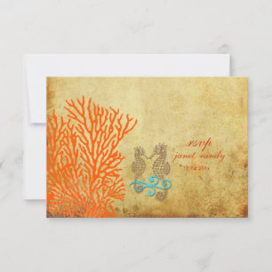 PixDezines rsvp Vintage Seahorse, beach party Card