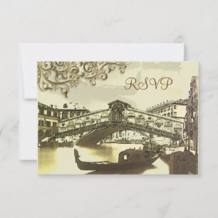 PixDezines rsvp Vintage Venezia, Rialto Bridge Card