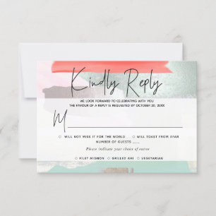 PixDezines RSVP w Meal, Modern Art, Mint Coral