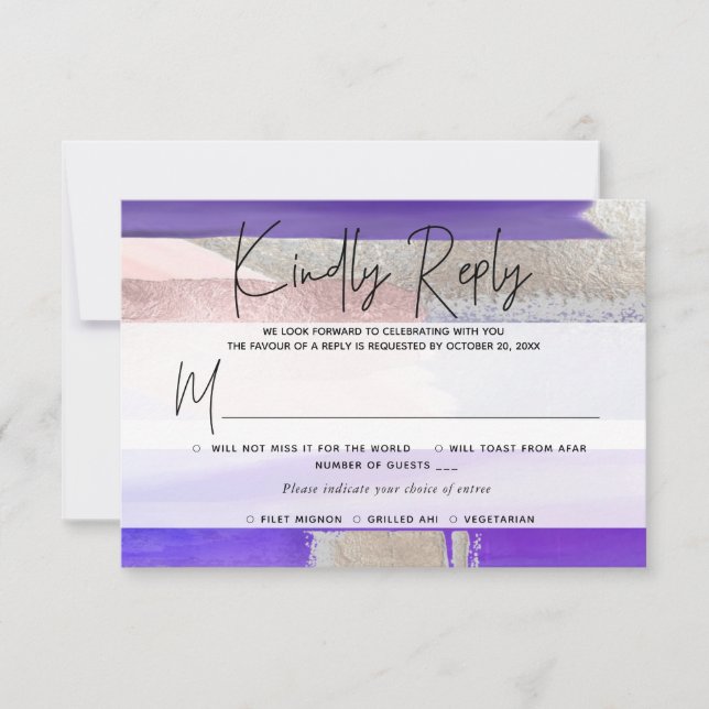 PixDezines RSVP w Repas, Art Moderne, Argent Viole (Devant)