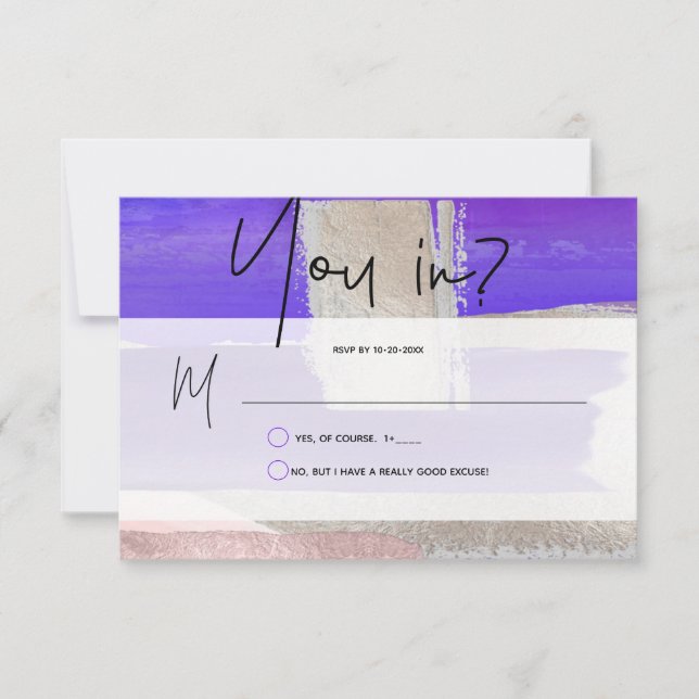 PixDezines RSVP w Repas, Art Moderne, Argent Viole (Devant)