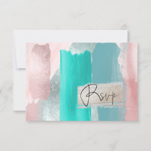 PixDezines RSVP Watercolor Colour Block Blue+Blush