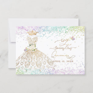 PixDezines RSVP White Gold Quince Invitation