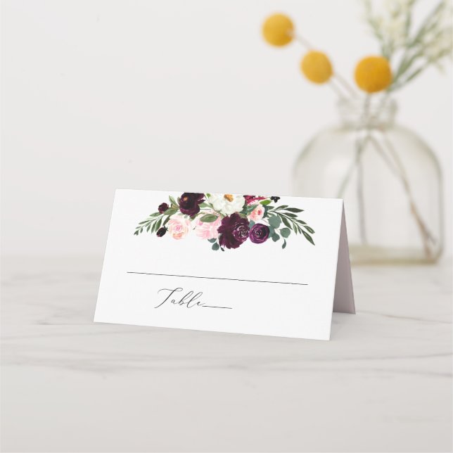PixDezines Rustic Bloom Watercolor Flowers Place Card (Front)