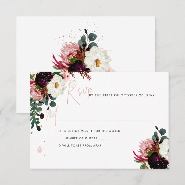 PixDezines Rustic Bloom Watercolor RSVP Invitation (Front/Back)