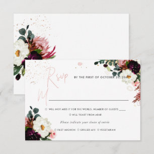 PixDezines Rustic Bloom Watercolor RSVP w Meal Invitation