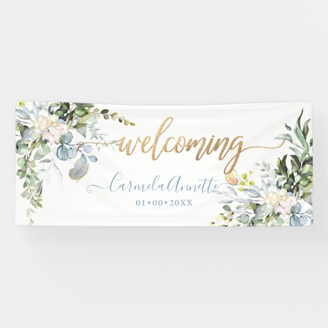 PixDezines Rustic Blue Gum Eucalyptus Banner (Horizontal)