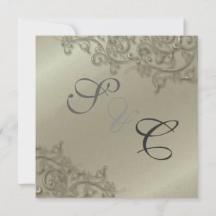 PixDezines rustic swirls/faux silver Invitation