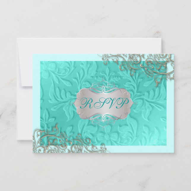 PixDezines rustic swirls/faux silver RSVP Card (Front)