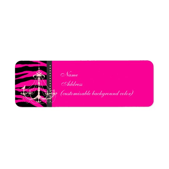 PixDezines Safari, hot pink zebra + chandelier Return Address Label