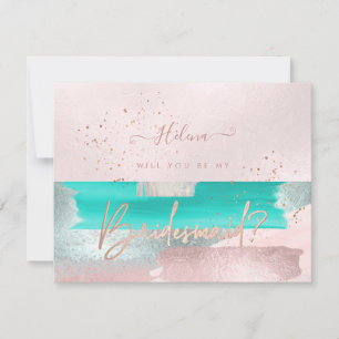 PixDezines Sage Blush+Aqua Will You .. Bridesmaid Invitation