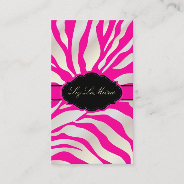 PixDezines Sassy zebra pattern/DIY colour/hot pink Business Card (Front)