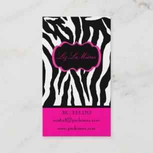PixDezines Sassy zebra print/hot pink+black Business Card