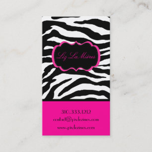 PixDezines Sassy zebra print/hot pink+black Business Card