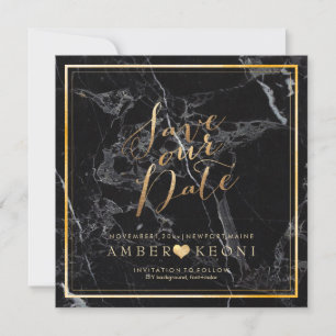 PixDezines Save Date/Black Marble/Faux Gold The Date