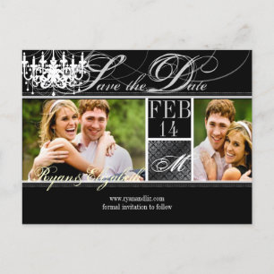 PixDezines save date chandelier/DIY colours+fonts Announcement Postcard