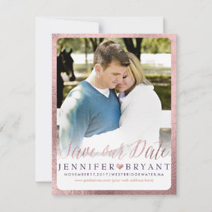 PixDezines Save Date/Faux Rose Gold Heart Save The Date