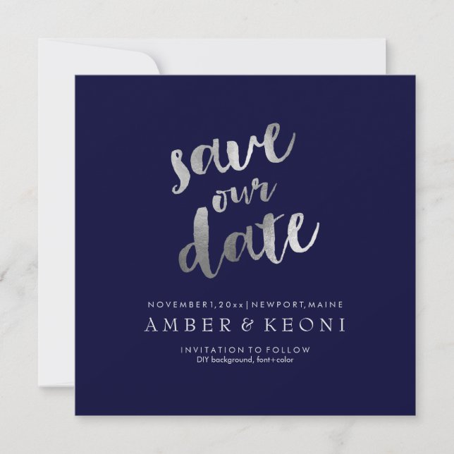 PixDezines Save Date/Faux Silver/DIY Background The Date (Front)