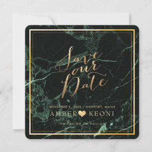 PixDezines Save Date/Green Marble/Faux Gold The Date